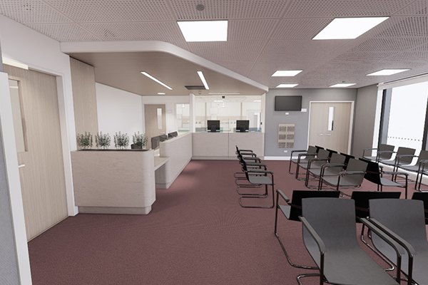 A render of the ED waiting room