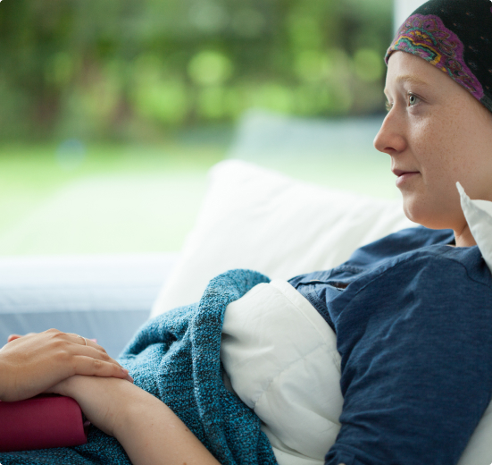 A patient recovering after receiving their cancer treatment