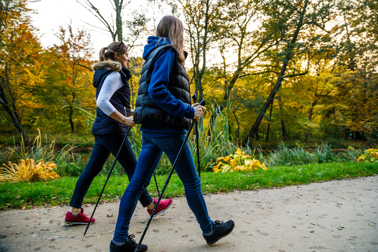 Friends taking on a walking challenge